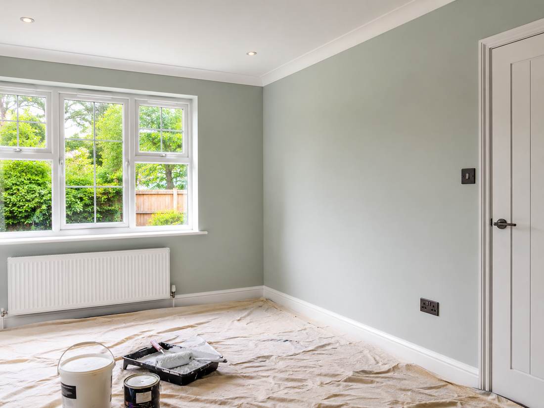 Freshly painted, prepared room